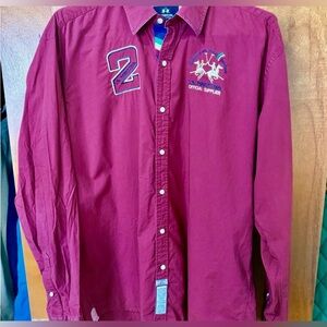 MASERATI Burgundy Embroidered Casual Shirt